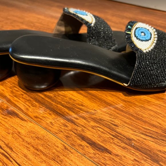 EVIL EYE KITTEN HEELS,, Handmade leather sandals - Picture 3 of 3